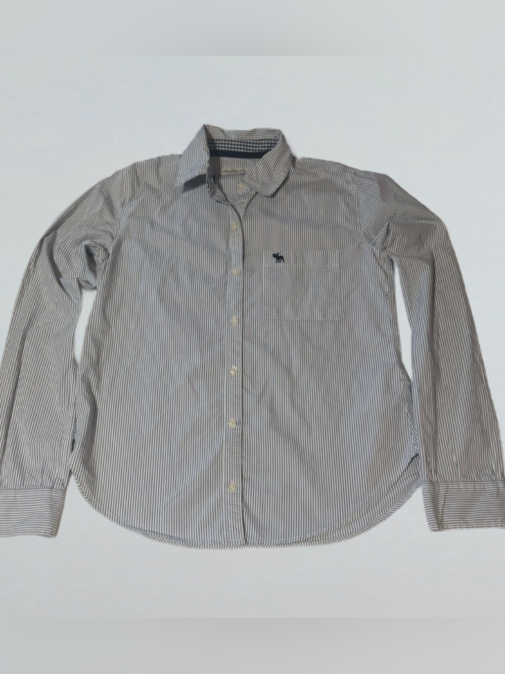 Womens Abercrombie & Fitch Blue & White Pinstriped Button-Down Shirt